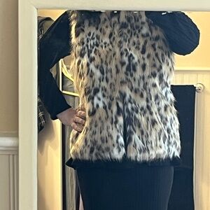 INC Faux Fur Vest with Leopard Print